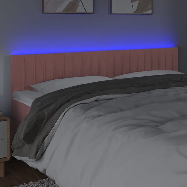 vidaXL LED Kopfteil Rosa 180x5x78/88 cm Samt