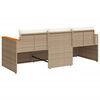 vidaXL Gartensofa mit Kissen 3-Sitzer Beige Poly Rattan