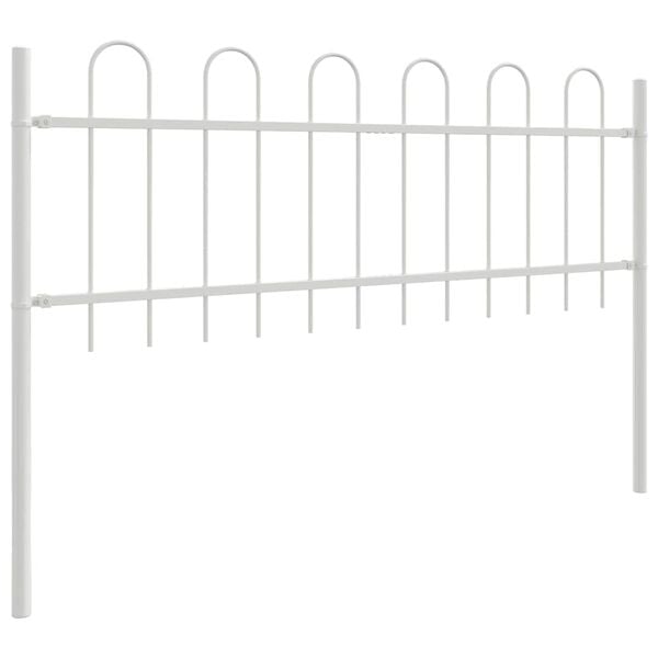 vidaXL Gartenzaun 4 pcs Wei&szlig; 6,8 x 0,6 m Pulverbeschichteter Stahl