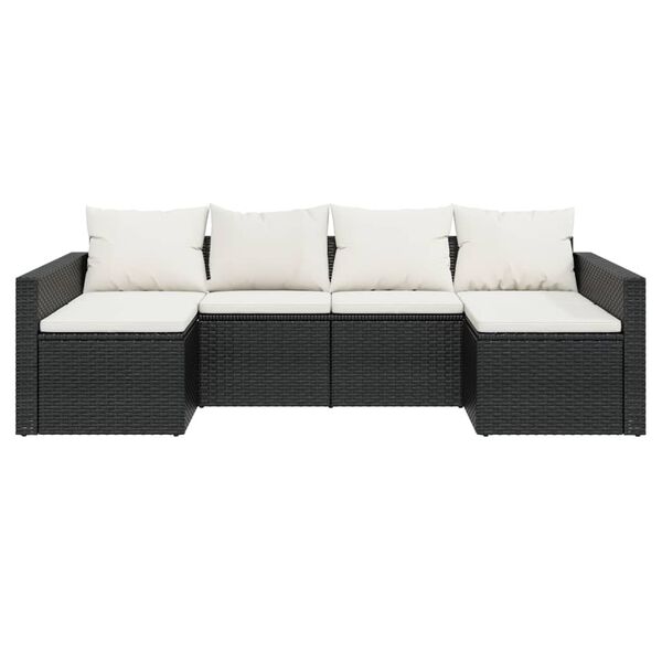 vidaXL 2-tlg. Garten-Lounge-Set mit Kissen Schwarz Poly Rattan