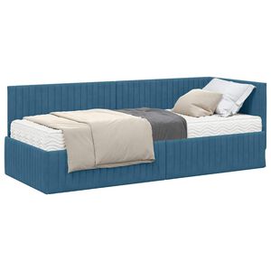 vidaXL Eckbettgestell mit Matratze 2 stk. Blau 80 x 200 cm Samt