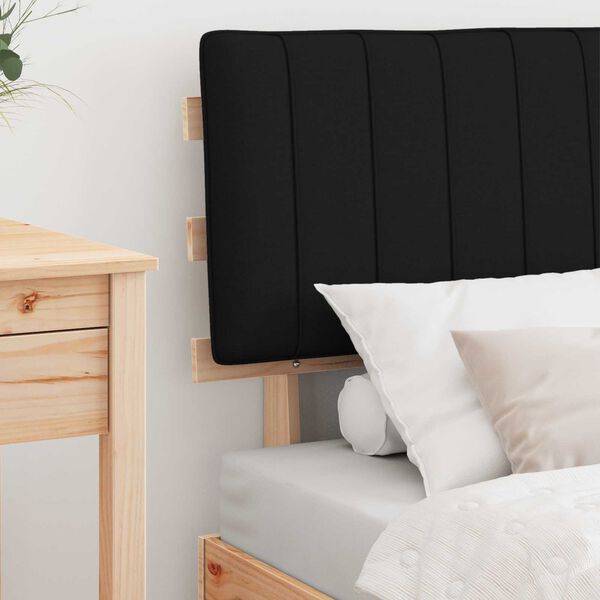 vidaXL Bettgestell mit gepolstertem Kopfteil Schwarz 75 x 190 cm