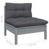 vidaXL 5-tlg. Garten-Lounge-Set mit Kissen Grau Kiefernholz