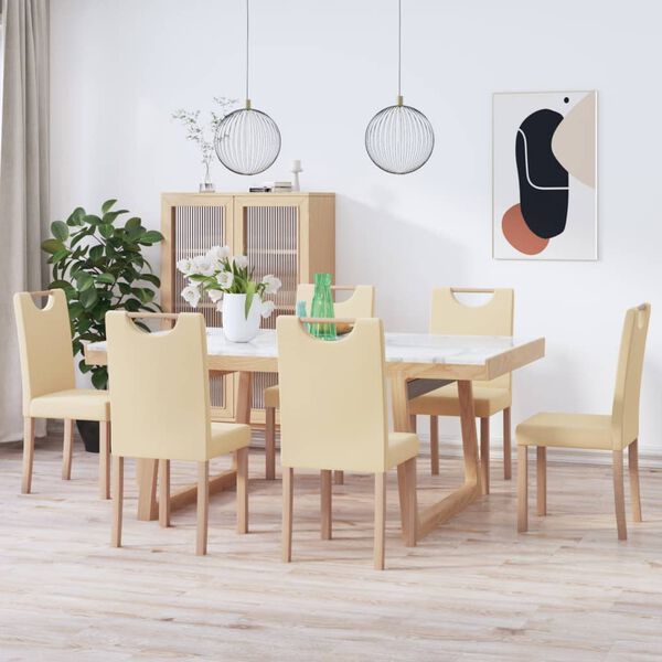 vidaXL Esszimmerst&uuml;hle 6 Stk. Creme Stoff