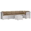 vidaXL 6-Sitzer Garten Sofa mit Kissen Rattan Look PP Wei&szlig;