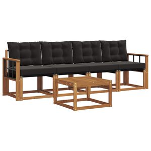 vidaXL Outdoor-Sofagarnitur mit Kissen 5 pcs Nat&uuml;rlich und Schwarz