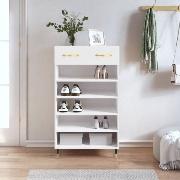 vidaXL Schuhschrank Hochglanz-Wei&szlig; 60x35x105 cm Holzwerkstoff