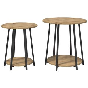 vidaXL Beistelltisch-Set mit Regal 2 pcs Artisan Eiche und Schwarz