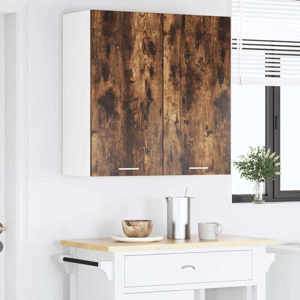 vidaXL H&auml;ngeschrank mit T&uuml;r Riga Ger&auml;ucherte Eiche 80 x 31 x 80 cm