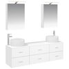 vidaXL Badezimmerm&ouml;bel-Set 5 pcs Wei&szlig; Ingenieurholz und Glas