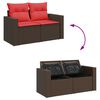 vidaXL 5-tlg. Garten-Sofagarnitur mit Kissen Braun Poly Rattan