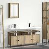 vidaXL Badezimmerm&ouml;bel-Set mit Regal mit T&uuml;r 3 pcs Braun Holzwerkstoff