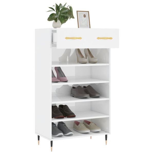 vidaXL Schuhschrank Hochglanz-Wei&szlig; 60x35x105 cm Holzwerkstoff