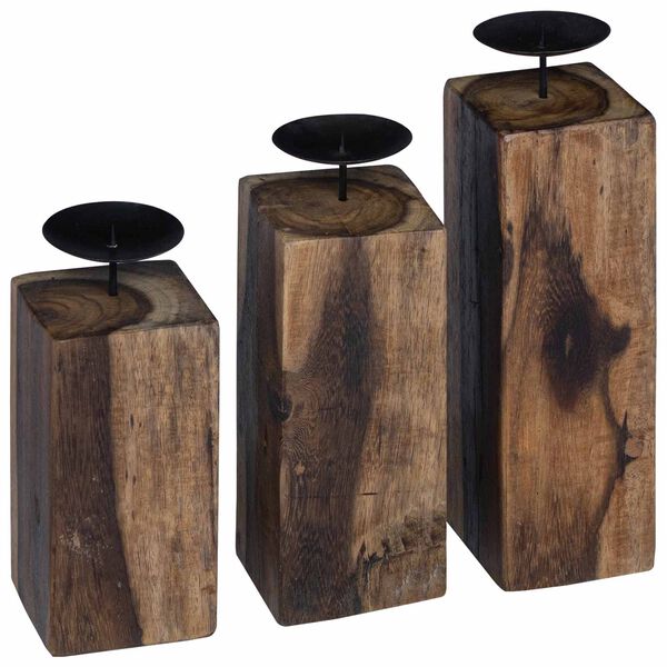 vidaXL Kerzenhalter 3 pcs Natur Massivholz Altholz