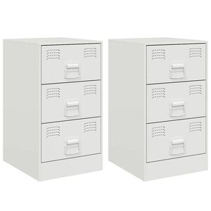 vidaXL Nachttische 2 Stk. Wei&szlig; 34,5x39x62 cm Stahl
