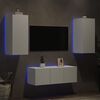 vidaXL 4-tlg. Wohnwand mit LED-Beleuchtung Wei&szlig; Holzwerkstoff
