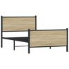 vidaXL Metallbett ohne Matratze Sonoma-Eiche 100x190 cm