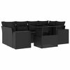 vidaXL 7-tlg. Garten-Sofagarnitur mit Kissen Schwarz Poly Rattan