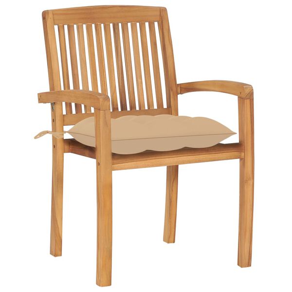vidaXL Stapelbare Gartenst&uuml;hle mit Kissen 8 Stk. Massivholz Teak