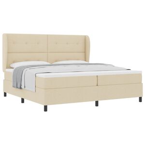 vidaXL Boxspringbett mit Kopfteil Creme 200 x 200 cm Stoff