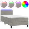 vidaXL Boxspringbett mit Matratze & LED Hellgrau 90x200 cm Samt