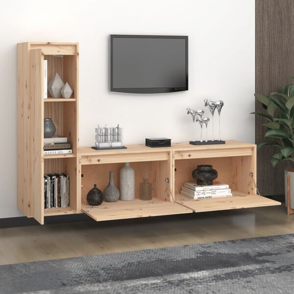 vidaXL TV-Schr&auml;nke 3 Stk. Massivholz Kiefer