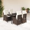 vidaXL 5-tlg. Garten-Essgruppe mit Kissen Braun Poly Rattan