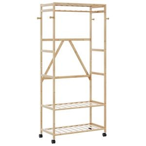 vidaXL Kleiderst&auml;nder mit Ablagen und Rollen 90x40x179,5 cm Bambus