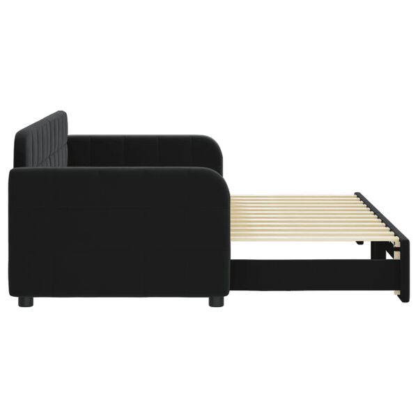 vidaXL Tagesbett Ausziehbar Schwarz 80x200 cm Samt