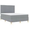 vidaXL LED Boxspringbett mit Matratze Hellgrau 140 x 190 cm Stoff