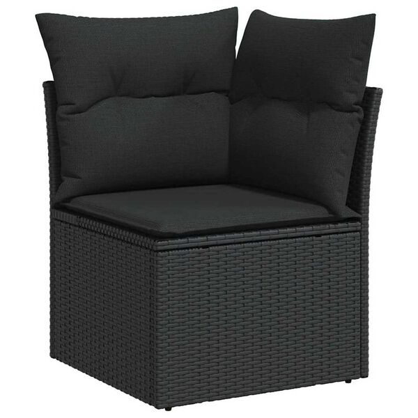 vidaXL Garten-Sofa-Set mit Kissen mit Speicher 9 pcs Schwarz