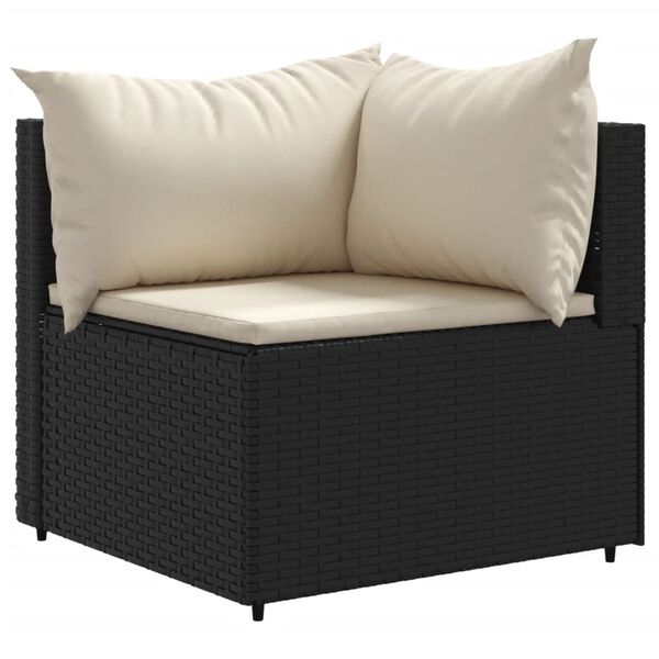vidaXL 9-tlg. Garten-Sofagarnitur mit Kissen Schwarz Poly Rattan