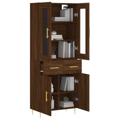 vidaXL Highboard Braun Eichen-Optik 69,5x34x180 cm Holzwerkstoff