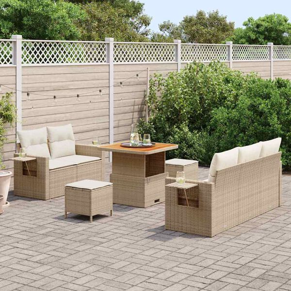 vidaXL Gartensofa-set mit Kissen 8 pcs Beige Poly-Rattan