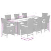 vidaXL 9-tlg. Garten-Essgruppe mit Kissen Grau Poly Rattan