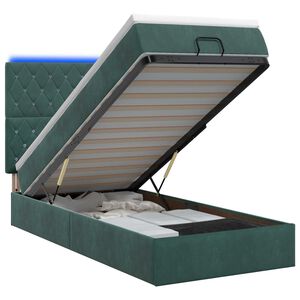 vidaXL Ottoman-Bett mit Matratze und LED Dunkelgr&uuml;n 90 x 190 cm Samt