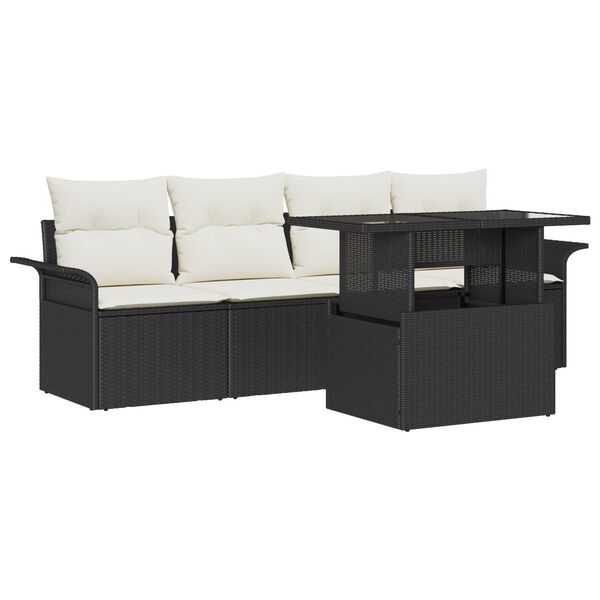 vidaXL Gartensofa-set mit Kissen 5 pcs Schwarz Poly-Rattan