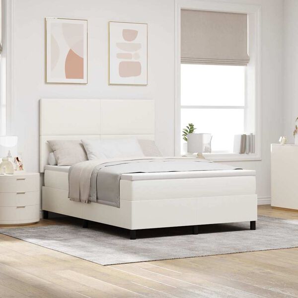 vidaXL Boxspringbett Creme und Wei&szlig; 203 x 144 x 128 cm Cordstoff