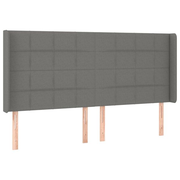 vidaXL Kopfteil mit Ohren Dunkelgrau 203x16x118/128 cm Stoff