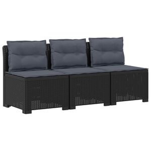 vidaXL 3-Sitzer Garten Sofa mit Kissen Rattan-Look 3-Sitzer PP