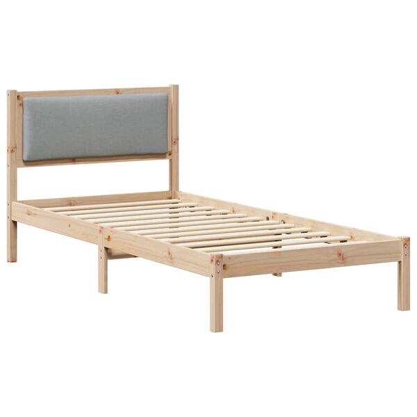 vidaXL Bettrahmen Hellgrau 90 x 190 cm Massives Kiefernholz