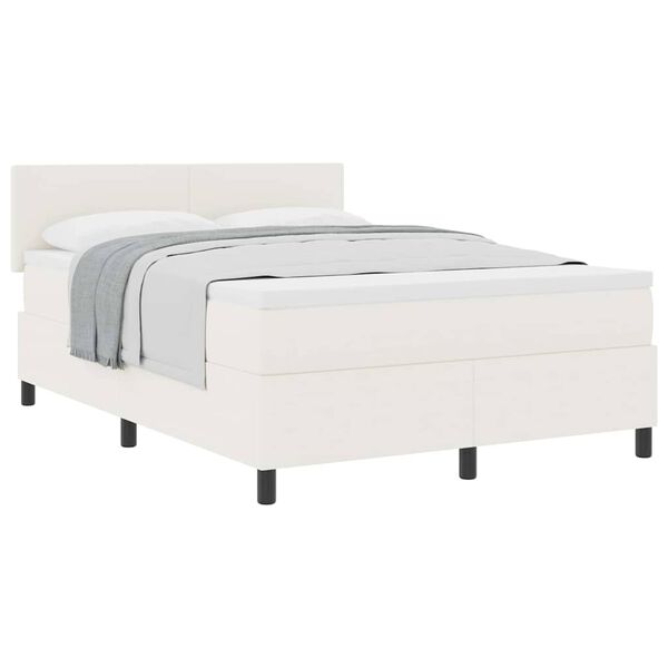 vidaXL Boxspringbett Creme und Wei&szlig; 203 x 144 x 88 cm Cordstoff