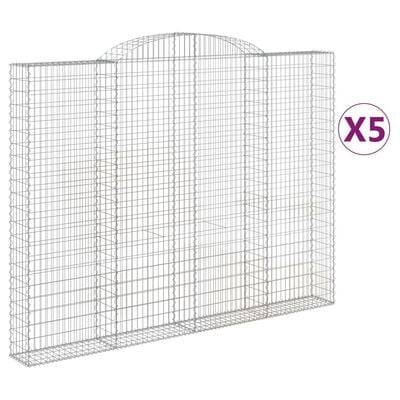 vidaXL Gabionen mit Hochbogen 5 Stk. 300x30x220/240cm Verzinktes Eisen