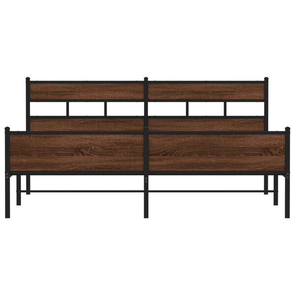 vidaXL Metallbett ohne Matratze Braun Eichen-Optik 180x200 cm