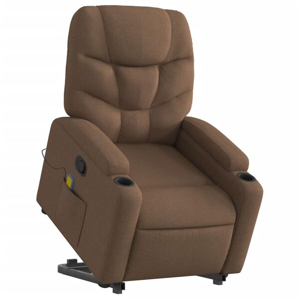 vidaXL Massagesessel mit Aufstehhilfe Braun Stoff