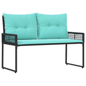 vidaXL Bank Outdoor mit Kissen Schwarz und T&uuml;rkis 118 x 55 x 82 cm