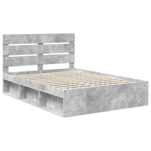 vidaXL Bettrahmen Beton Grau 150 x 200 cm Massives Kiefernholz