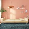 vidaXL Schlafsofa 2-Sitzer mit 2 Kissen Creme Stoff