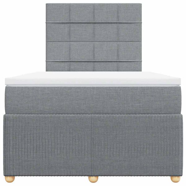 vidaXL Boxspringbett mit Matratze Hellgrau 120x200 cm Stoff
