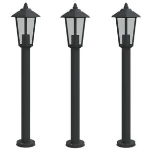 vidaXL Wegeleuchten 3 Stk. Schwarz 80 cm Edelstahl